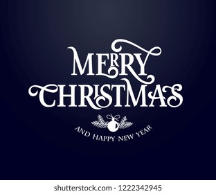 Vector illustration. Merry Christmas vector text Calligraphic Lettering design card template. Calligraphic handmade lettering.
