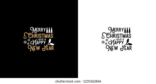 Vector illustration of Merry christmas typography lettering design with calligraphic text. Can be used for poster, greetings, holiday decorations, print, t-shirt, invitations, banner and backgrounds.
