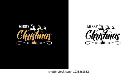 Vector illustration of Merry christmas typography lettering design with calligraphic text. Can be used for poster, greetings, holiday decorations, print, t-shirt, invitations, banner and backgrounds.