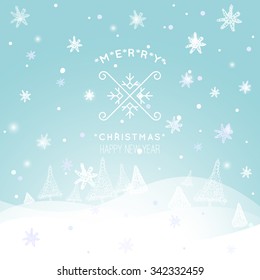 Vector illustration of Merry Christmas Typography Lettering Design Greeting Card on Bokeh background.  Vector illustration Happy New Year Happy Holidays Template.