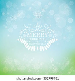 Vector illustration of Merry Christmas Typography Lettering Design Greeting Card on Bokeh background. Vector illustration Happy New Year Happy Holidays Template.
