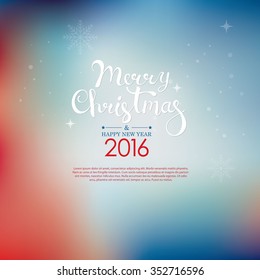 Vector illustration of Merry Christmas Typography Lettering Design Greeting Card on red and blue background. Vector illustration Happy New Year Happy Holidays Template.