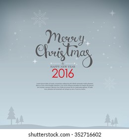 Vector illustration of Merry Christmas Typography Lettering Design Greeting Card on gray background. Vector illustration Happy New Year Happy Holidays Template.