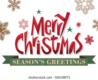 Vector illustration of Merry Christmas typography and Season's greetings card.
