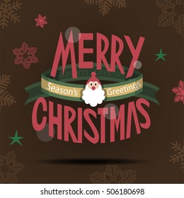 Vector illustration of Merry Christmas typography and Season's greetings card.