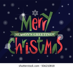 Vector illustration of Merry Christmas typography and Season's greetings card.
