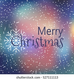 Vector illustration Merry Christmas winter background with snow and snowflakes. Greeting card template.