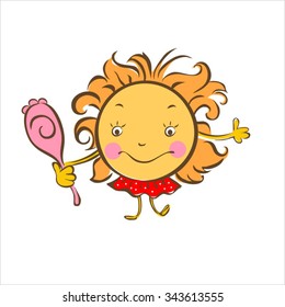 Vector illustration - Merry sun. Solar cute illustrations.