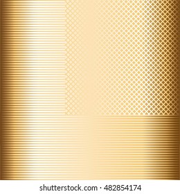 Vector illustration of Mesh and stripes. Gold background.