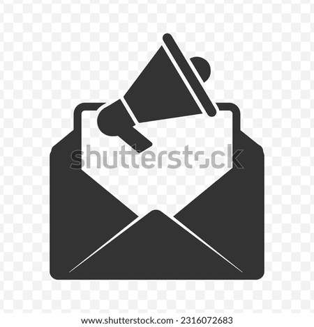Vector illustration of message announcement icon in dark color and transparent background(PNG).