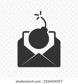 Vektorgrafik der Nachrichtenbombe-Symbol auf dunklem und transparentem Hintergrund (PNG).
