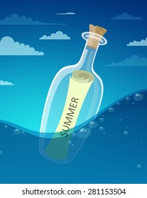 Vector Illustration of a Message in a Bottle