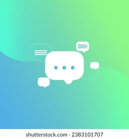 Vector illustration of message icon on gradient background. Notification of receipt of messages, conversations, instant messaging. 
