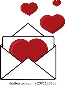 Vektorgrafik der Nachricht und der roten Herzen