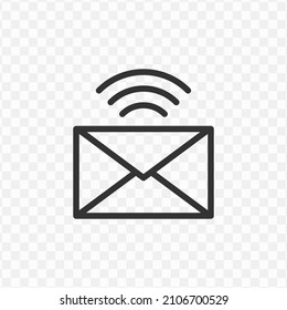 Vector illustration of message signal icon in dark color and transparent background(png).