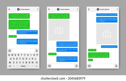 Vector illustration of messaging app user interface. Dialog conversations using social media messaging applications. Chat software interface template.