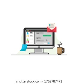 vector illustration messaging in computer flat design concept