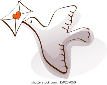 Vector illustration of a messenger pigeon