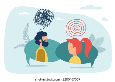 Vector illustration of messy complicated clew line transforming into orderly round element isolated on white background. Concept of solving problem, difficult situation, chaos and mess