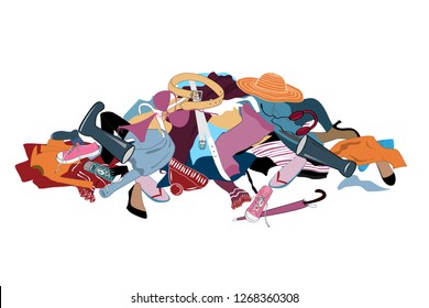 Vector Illustration with a Messy Pile of Dirty Laundry.