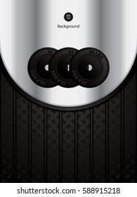 Vector illustration of metal background with barbells for gym brochures.