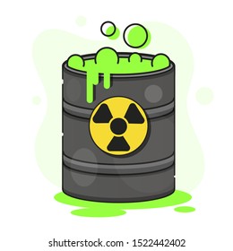 Vector Illustration Of Metal Barrel With Nuclear Waste
