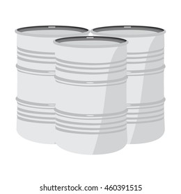 Vector illustration of metal barrels. Metal bar, oil barrel, stainless barrel, steel barrel