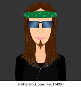 Vector illustration of metal boy in leather jacket