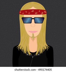 Vector illustration of metal boy in leather jacket