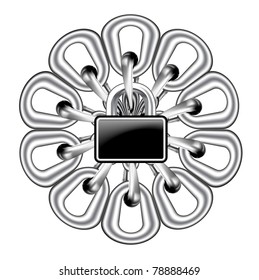 Vector illustration of metal chain and lock on white