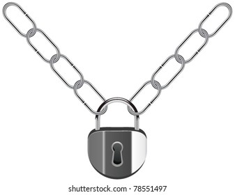 vector illustration of metal chain and padlock