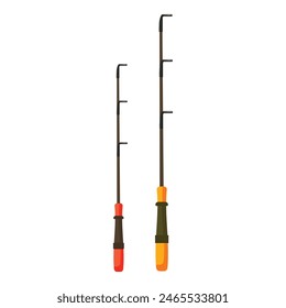 Vector illustration of a metal fire poker and log grabber tool set for fireplace maintenance