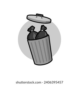 Ilustración del vector: Contenedores de basura metálica con basura clasificada