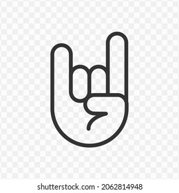 Vector illustration of metal hand icon in dark color and transparent background(png).