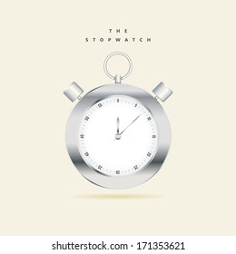 Vector illustration of a metal material stopwatch with copy space.