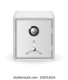 vector illustration of metal safe with combination lock on white background