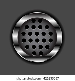 Vector illustration. Metal sink basin or bath