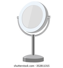 Vector illustration metal stand make up mirror. Cosmetic mirror. Mirror icon.