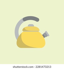 Vektorgrafik von Metallteapot Ikone, Wasserkocher, Küchenutensilien, Küche.