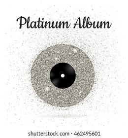 Vector illustration of metal vinyl disk:platinum