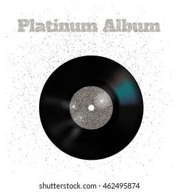 Vector illustration of metal vinyl disk:platinum