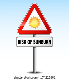 vector illustration of metal warning sign about sunburn