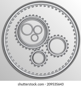 Vector illustration of metallic chrome gear wheels