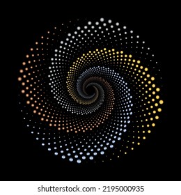 Vector illustration of metallic gradient dotted swirl pattern.