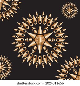 A vector illustration of a metallic mandala art