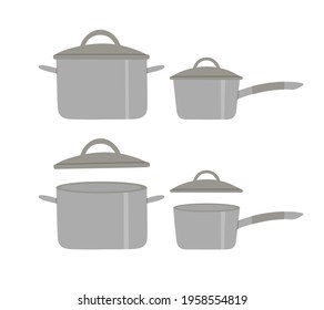 Ilustración vectorial de los paneles metálicos, en forma abierta y cerrada. Concepto de cocina y alimentación saludable. Utensilios de cocina. Conjunto de diseño plano a mano.