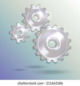 Vector illustration of metallic silver cogwheels