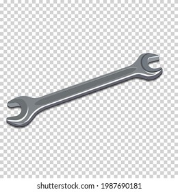 vector illustration of a metallic wrench in silver color. isolated vector object with shadow