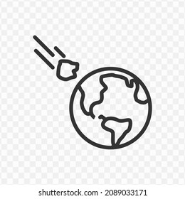 Ilustración vectorial del icono meteoro a tierra en color oscuro y fondo transparente (png).