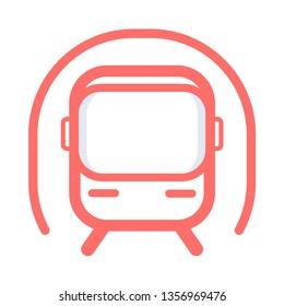Vector illustration of Metro icon for web, mobile and infographic. Modern flat design. Vector light red line stroke icon on white background. - Vector